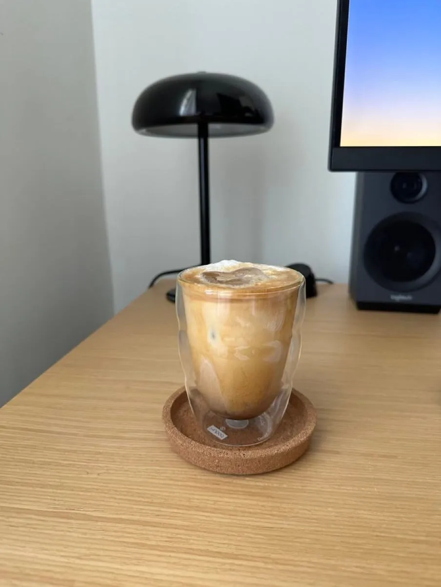 Iced coffee on a desk